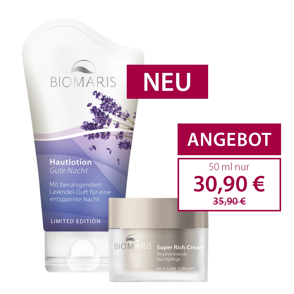 Hautlotion Gute Nacht in Tube mit Klappdeckel neu und Super Rich Cream im Tiegel zum Angebotspreis 30,90 €