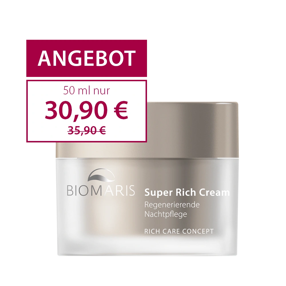 Super Rich Cream im Tiegel mit schlickfarbenem Schraubverschluss zum Angebotspreis vom 30,90 €.