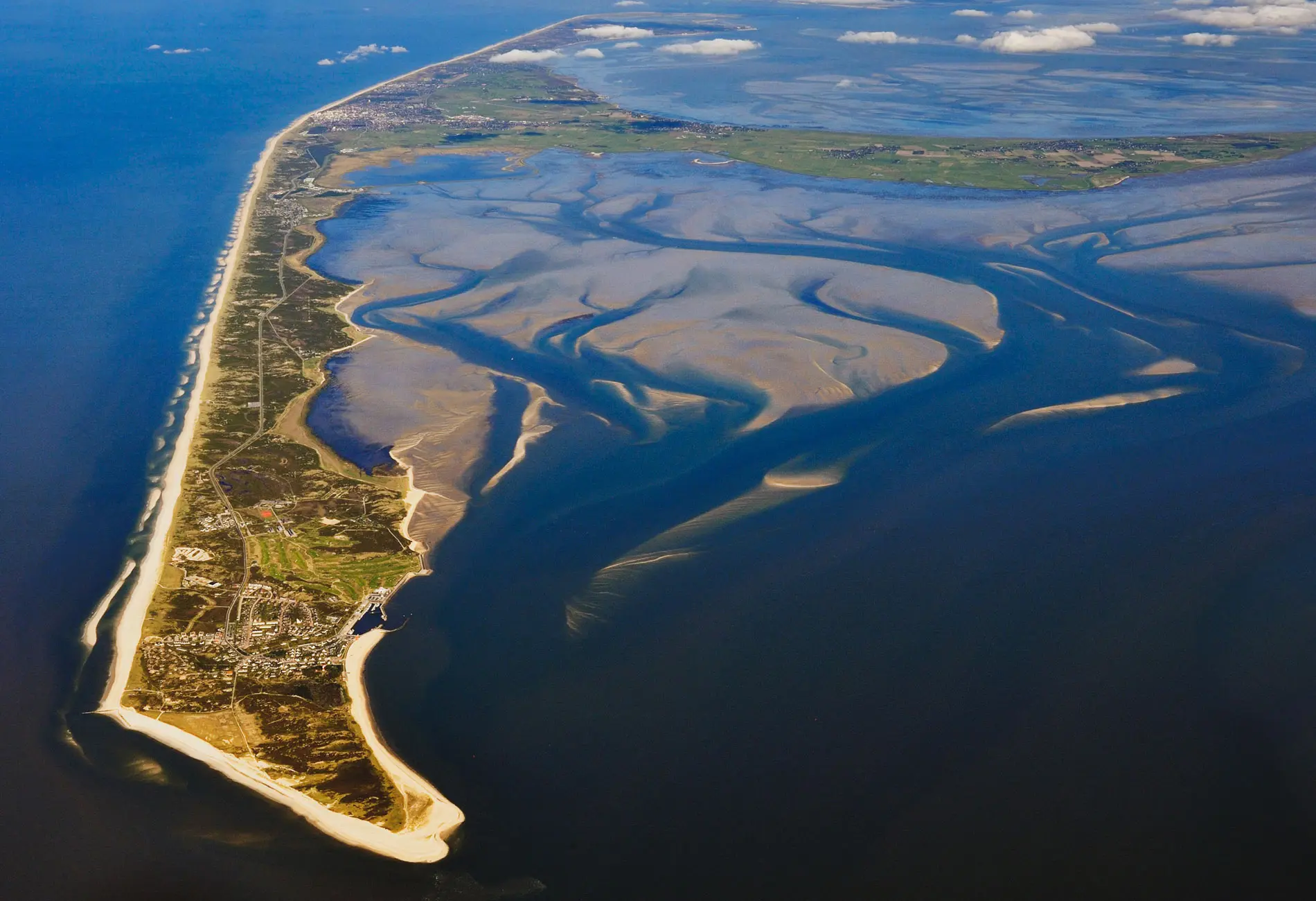 Luftaufnahme, Küstenlandschaft, Sandbank, Wattenmeer, Insel