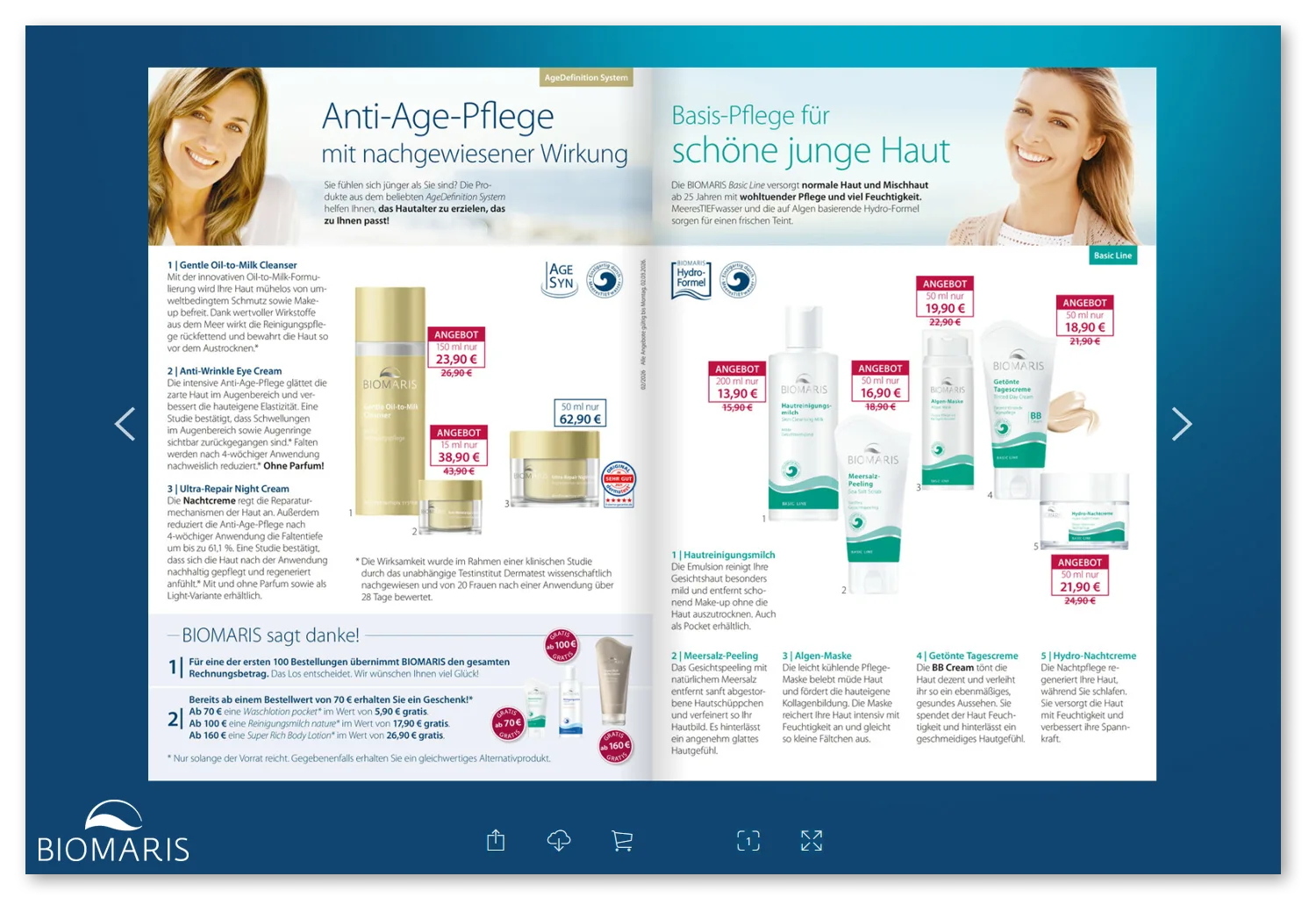 Zum aktuellen E-Paper "Ein Meer von Angeboten" mit Pflegeprodukten und Rabattpreisen