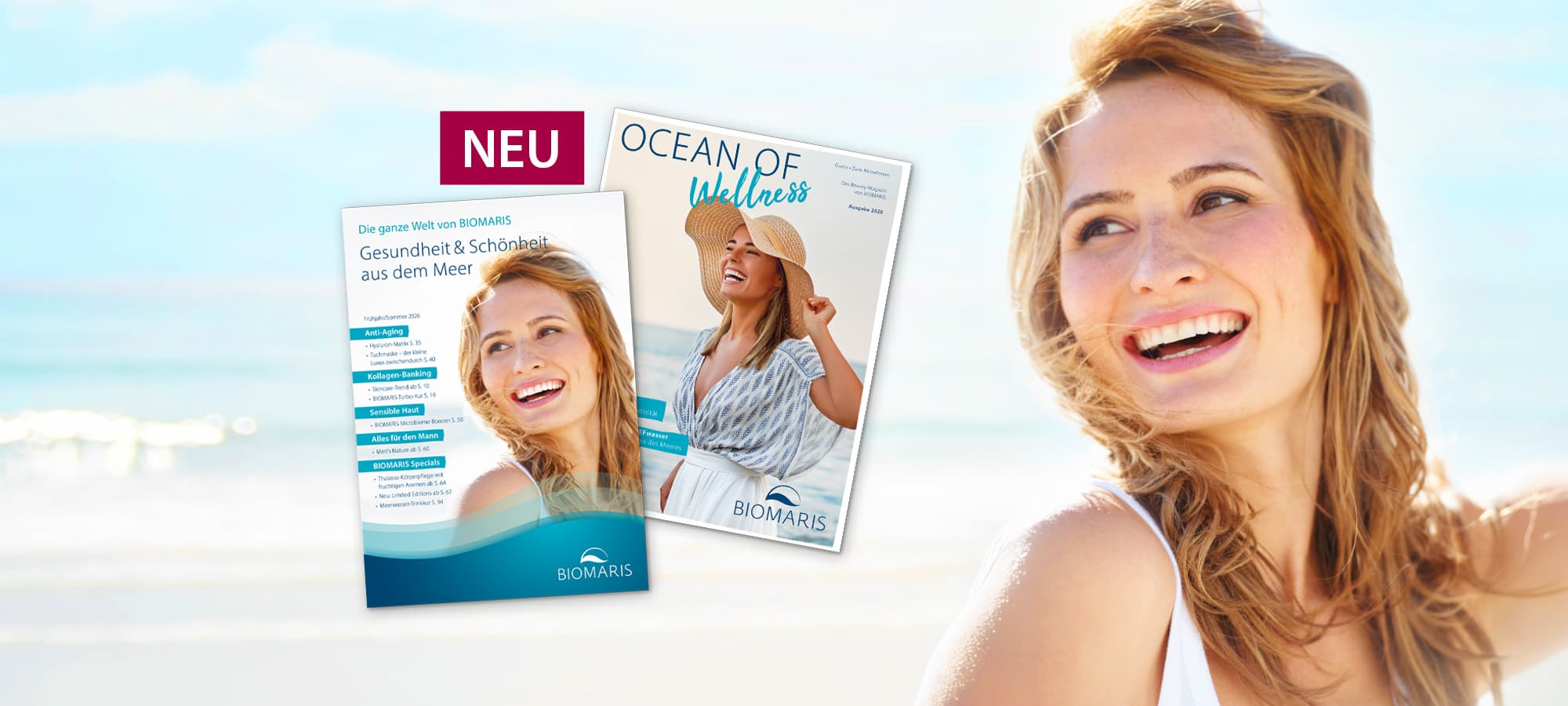 BIOMARIS Katalog Frühjahr/Sommer & Magazin "Ocean of Wellness" 2026 jetzt verfügbar! Zeitschrift, Wellness, Meer, Biomaris, Katalog, magazin, wellness, broschüre, ocean, biomaris
