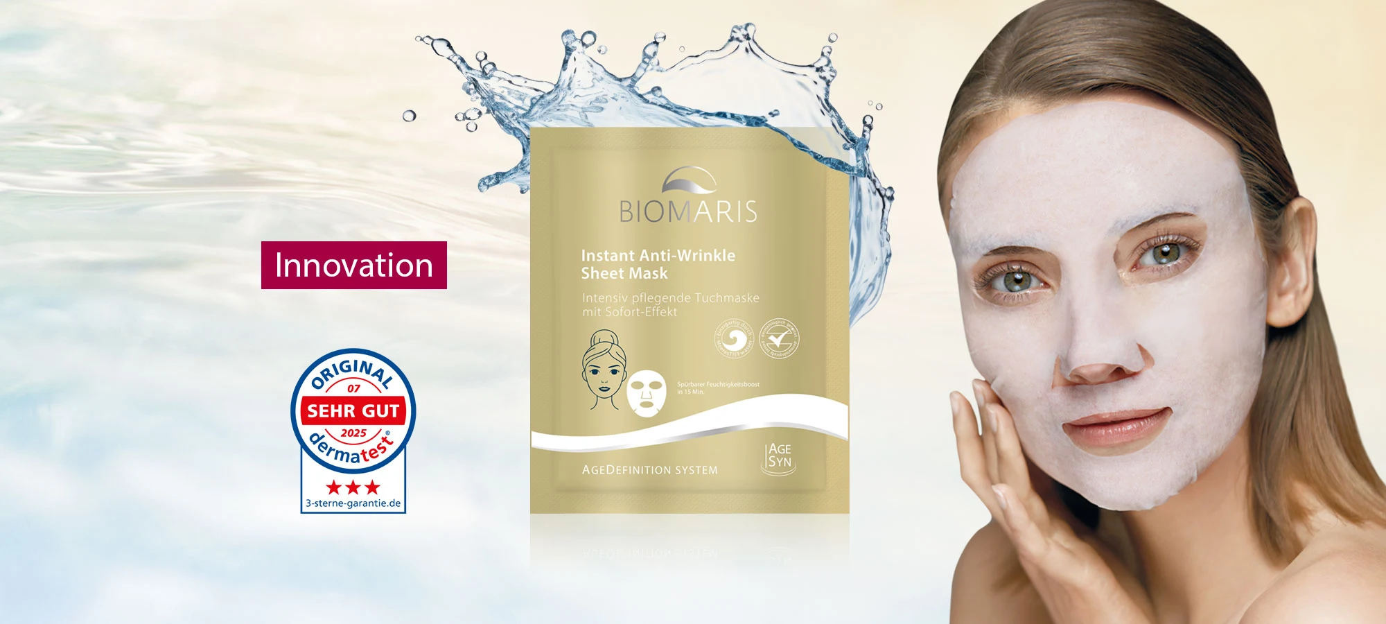 NEU: Instant Anti-Wrinkle Sheet Mask Zum Artikel der neuen Instant Anti-Wrinkle Sheet Mask, Anti-wrinkle, Sheet mask, Gold color, Hydration, Skincare