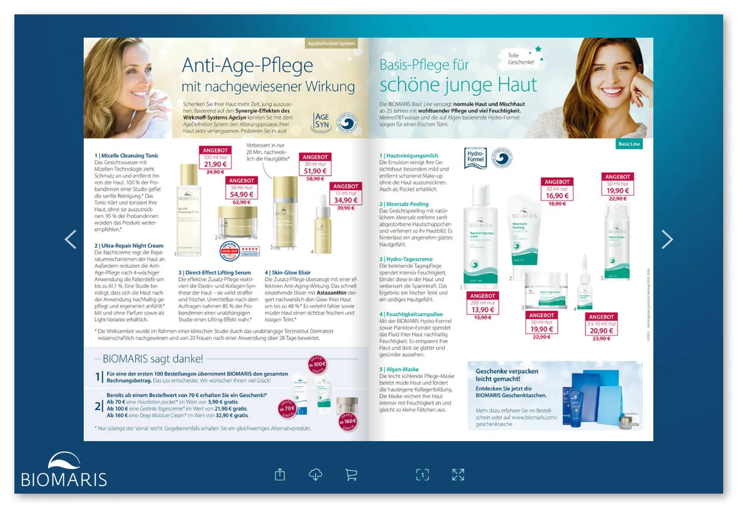 Zum aktuellen E-Paper "Ein Meer von Angeboten" mit Pflegeprodukten und Rabattpreisen