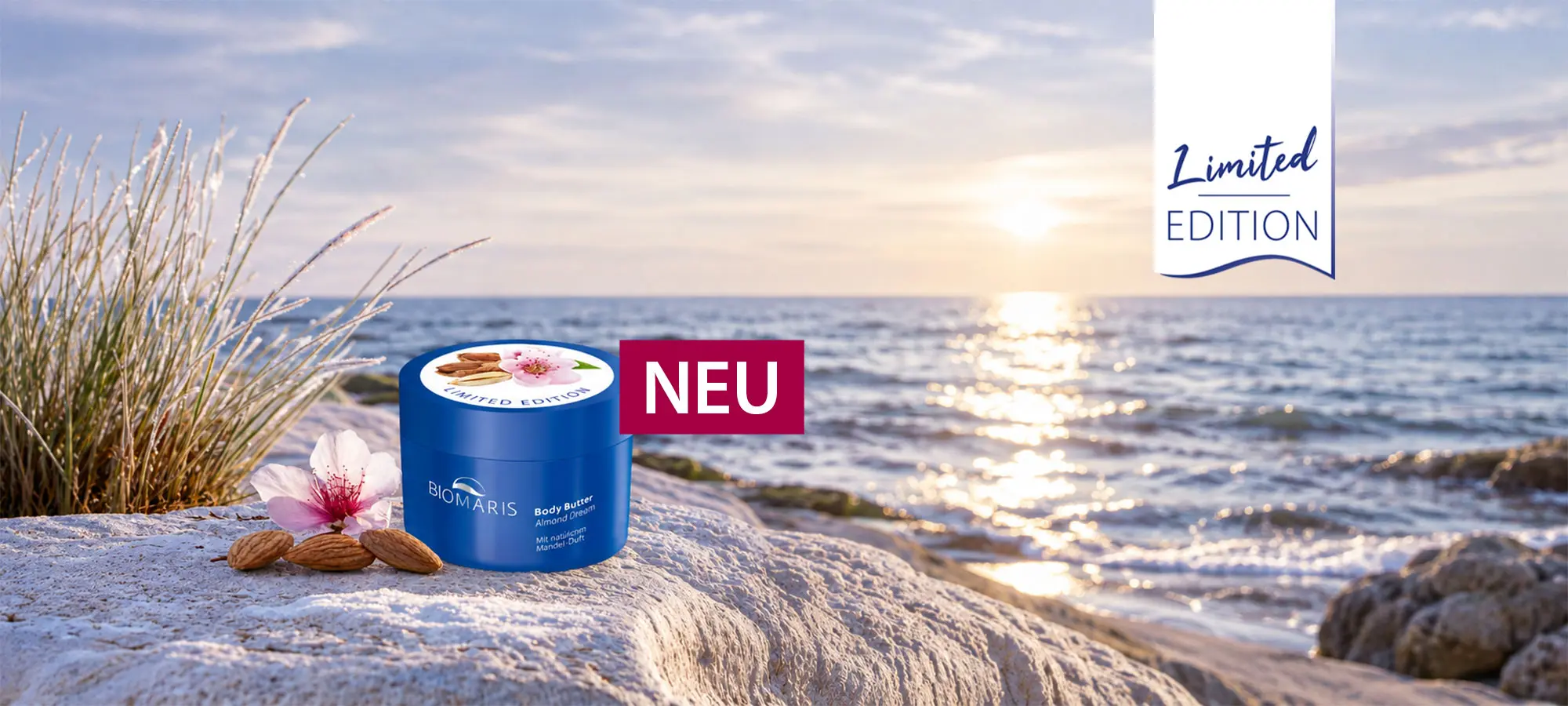 Body Butter, Blauer Behälter, Limitierte Ausgabe, Mandel, Strand-Look, Body Butter, Mandeln, Blaues Behälter, Limitierte Auflage, NEU Hinweis