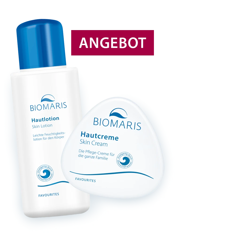 Favourites Hautlotion in Flasche mit Schraubverschluss und Hautcreme in Dose zum Angebotspreis