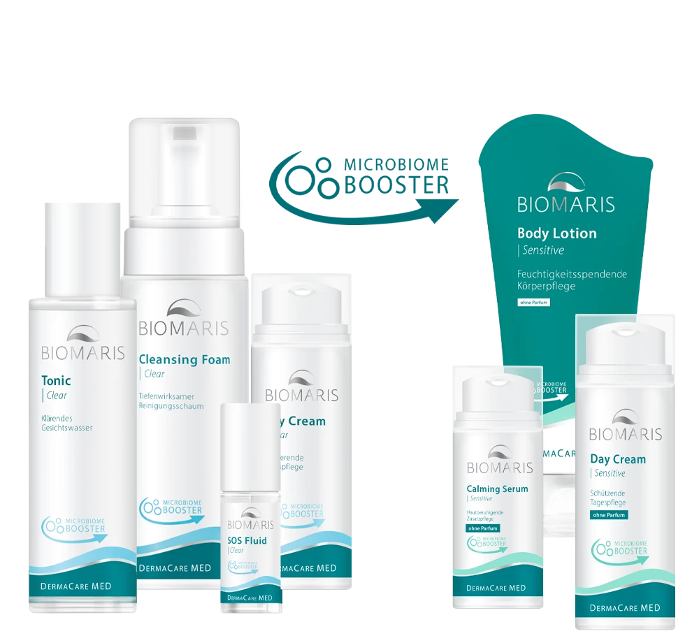 Repräsentative Auswahl von BIOMARIS DermaCare MED-Produkten