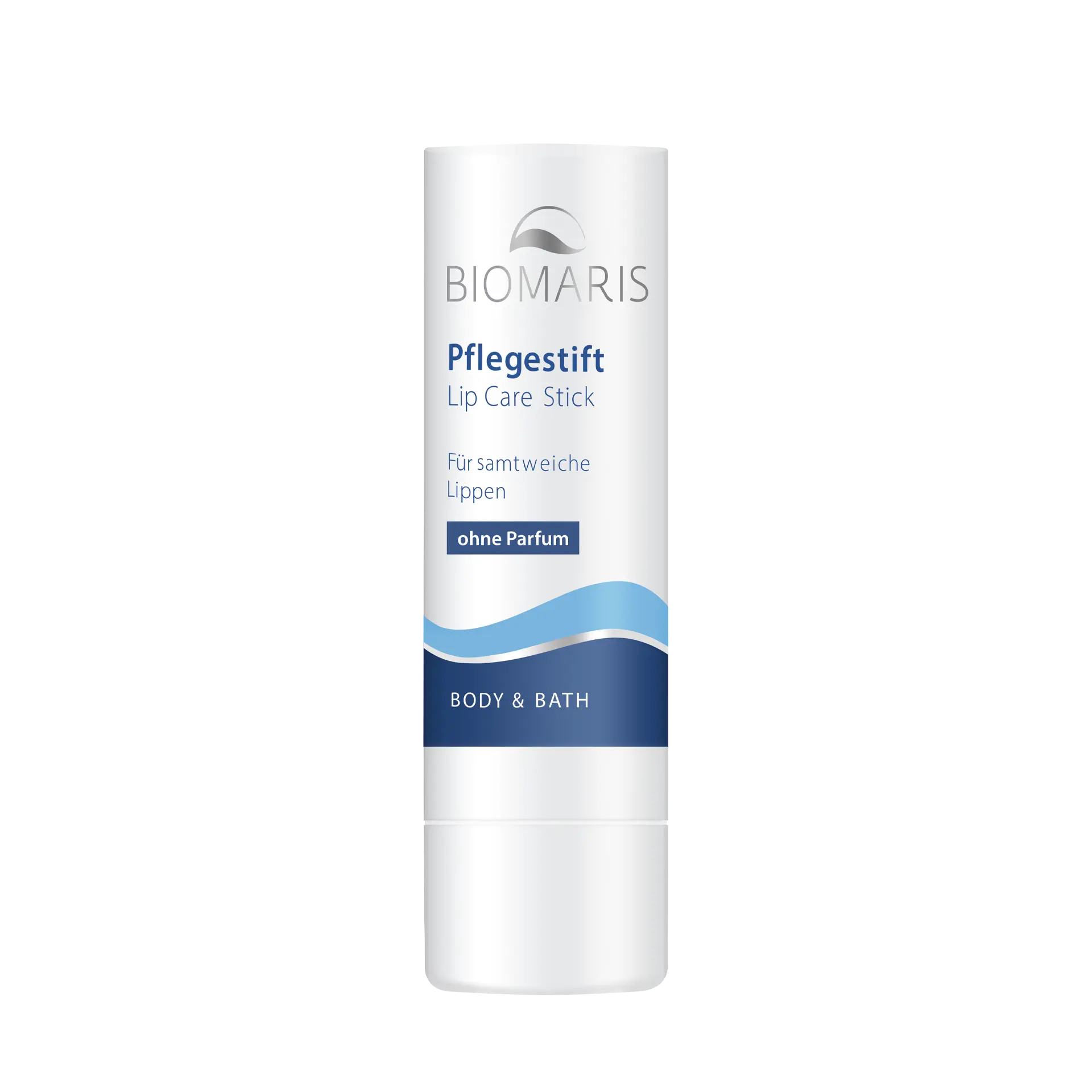 Pflegestift in weißer Hülse für samtweiche Lippen, Lip Care, Pflegestift, Körperpflege, ohne Parfum, Schwarz/Weiß-Design