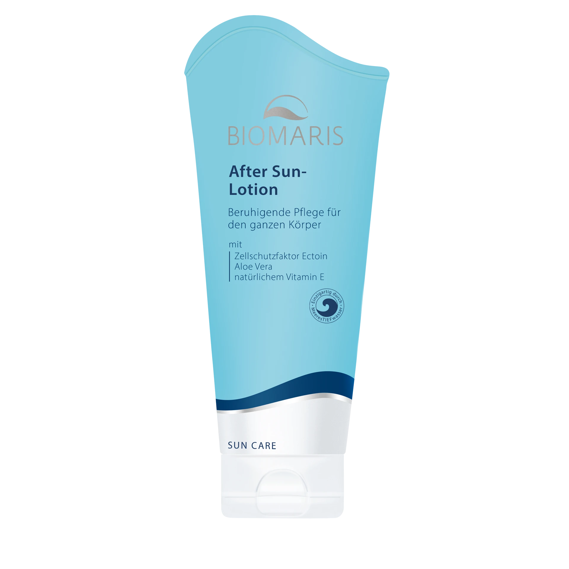 After Sun-Lotion, 200 ml in türkisfarbener Tube mit Klappdeckel, After-Sun Lotion, Sonnenpflege, Körperlotion, Aloe Vera, Vitamin E