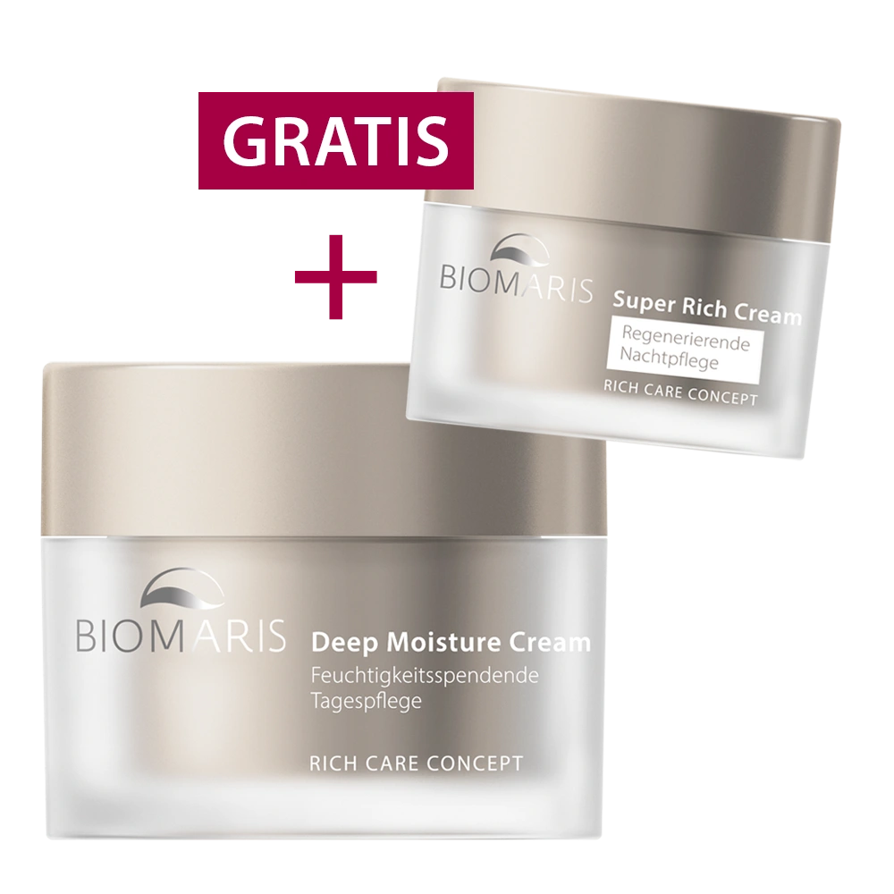 Deep Moisture Cream im Tiegel zum Normalpreis mit Gratisbeigabe Super Rich Cream in der 15 ml-Sondergröße im Wert von 14,90 €.