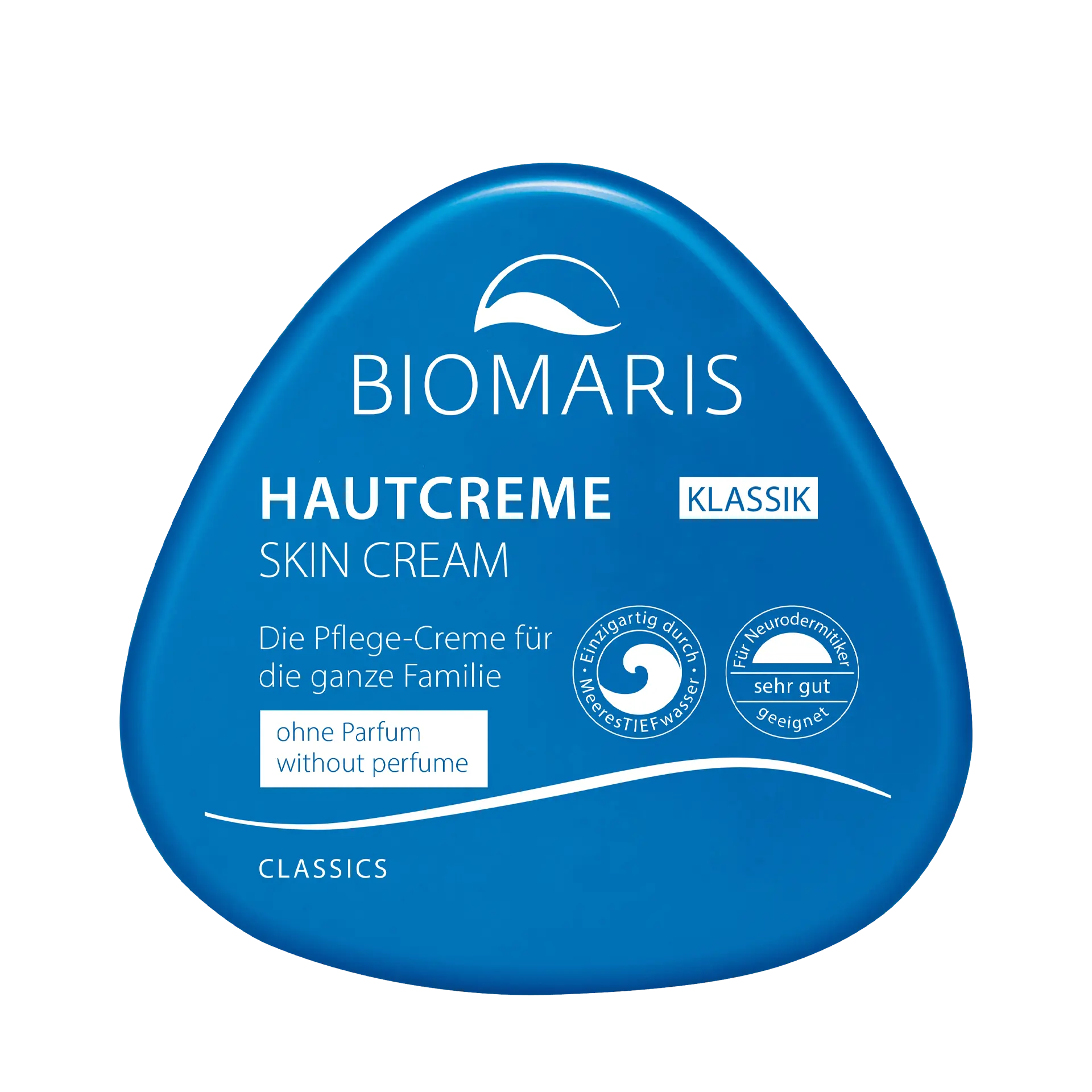 Hautcreme Klassik ohne Parfum in dreieckiger blauer Dose, Hautcreme, Skin cream, Klassik, Ohne Parfum, Bleu