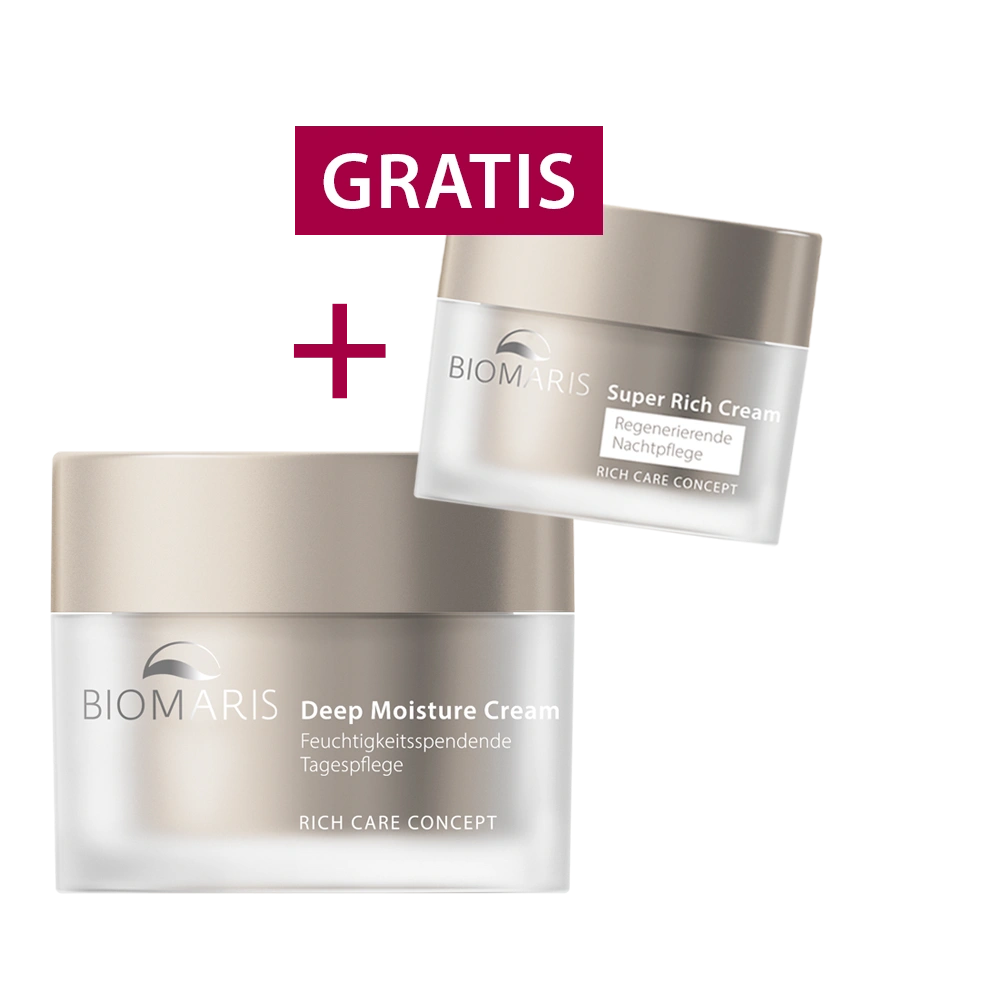 Deep Moisture Cream im Tiegel zum Normalpreis mit Gratisbeigabe Super Rich Cream in der 15 ml-Sondergröße im Wert von 14,90 €.
