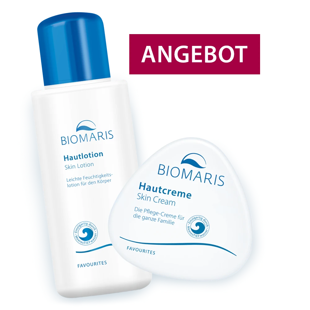 Favourites Hautlotion in Flasche mit Schraubverschluss und Hautcreme in Dose zum Angebotspreis