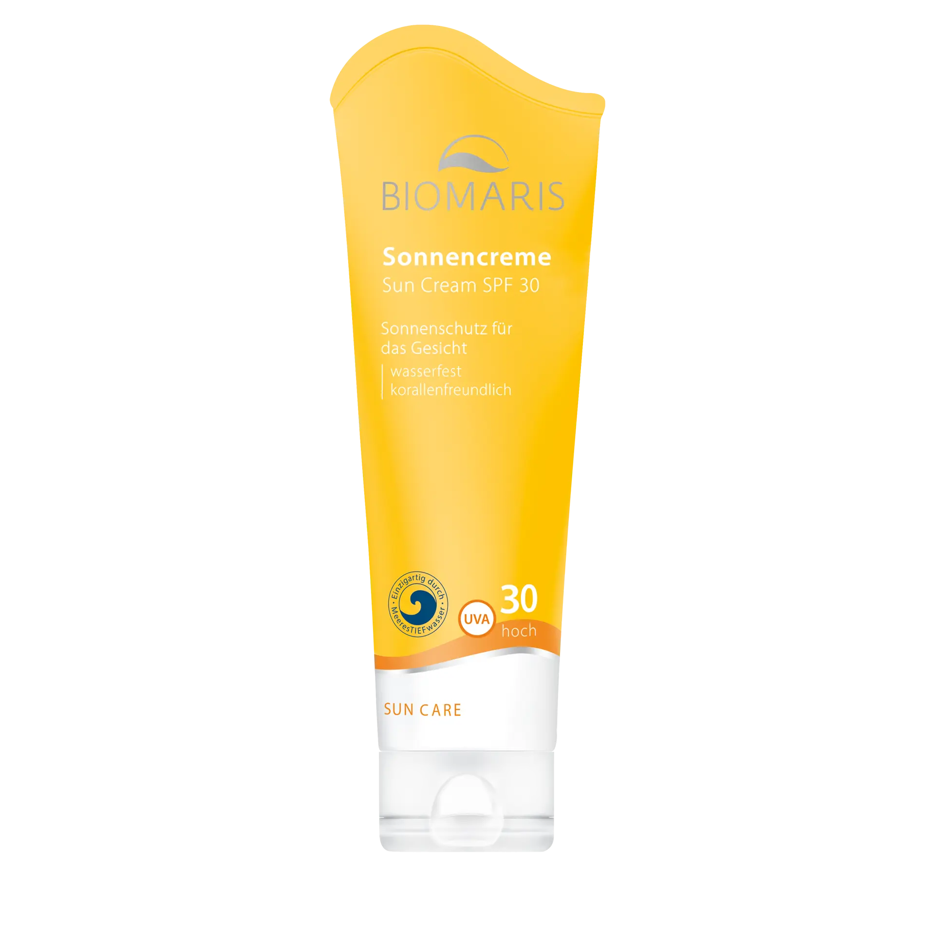 Sonnencreme LSF 30 in gelber Tube mit Klappdeckel für Gesicht & Dekolleté, Sonnencreme, SPF 30, UV-Schutz, Gelb, Tube