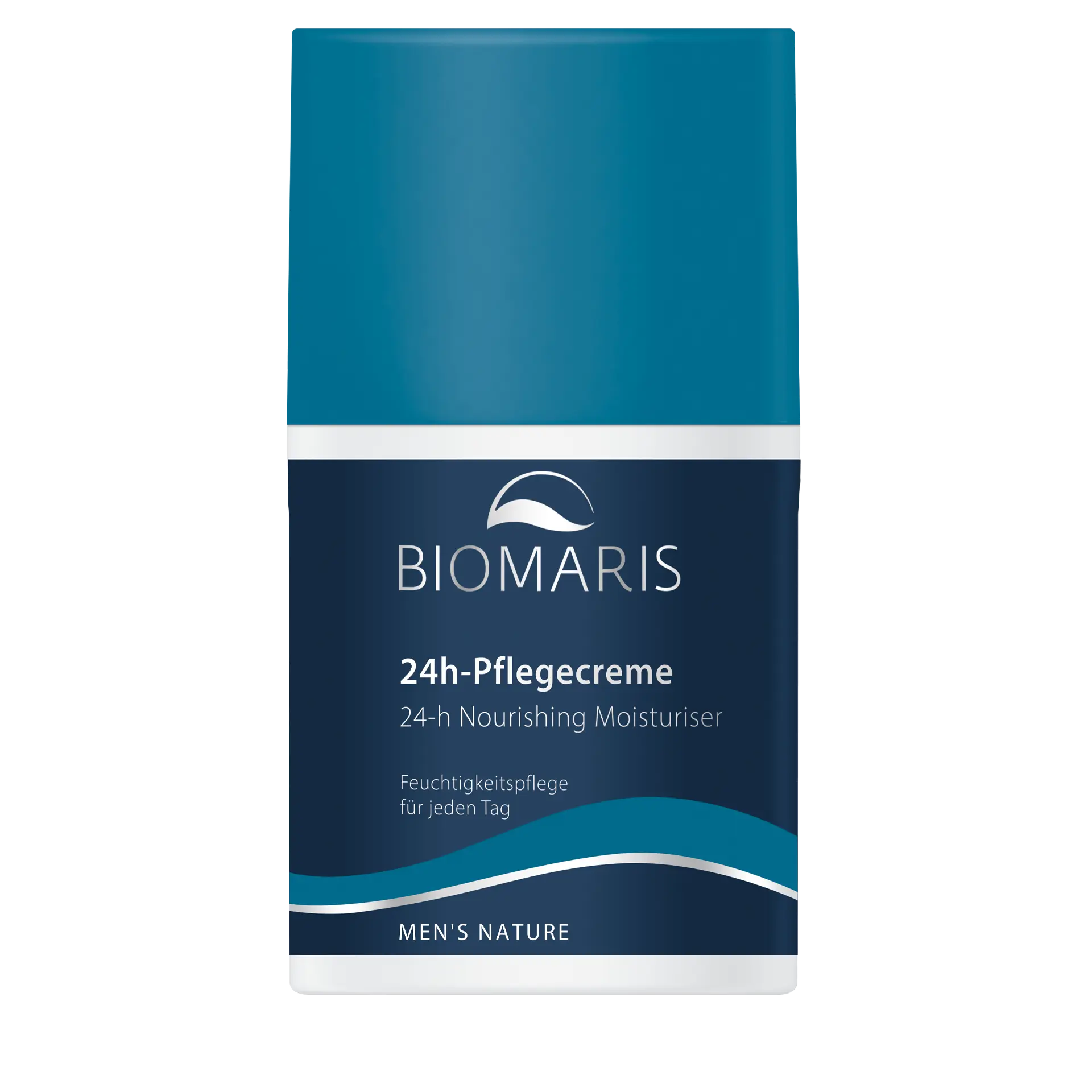 24 h-Pflegecreme 24 h-Pflegecreme für Männer im Pumpspender mit blauem Etikett