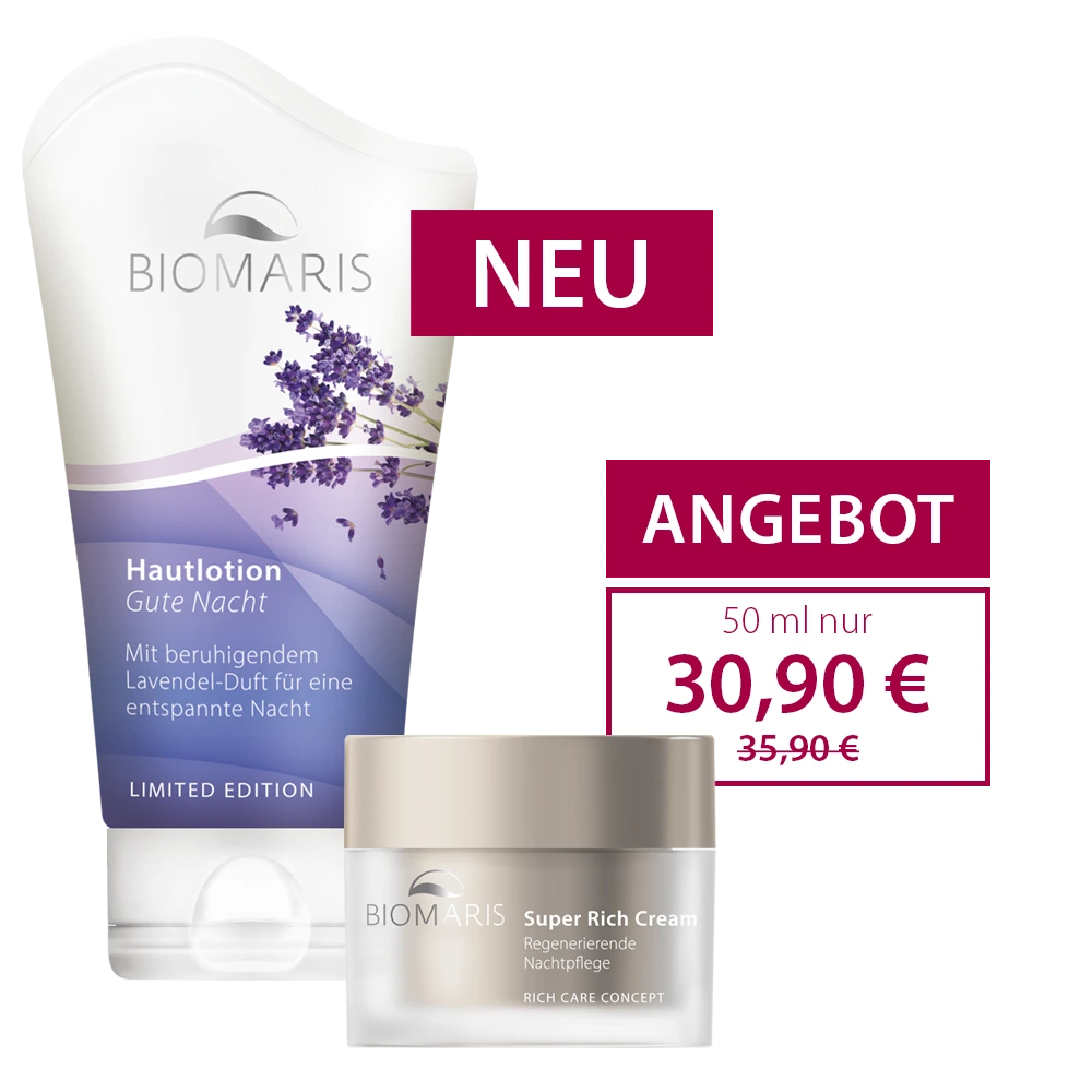 Hautlotion Gute Nacht in Tube mit Klappdeckel neu und Super Rich Cream im Tiegel zum Angebotspreis 30,90 €