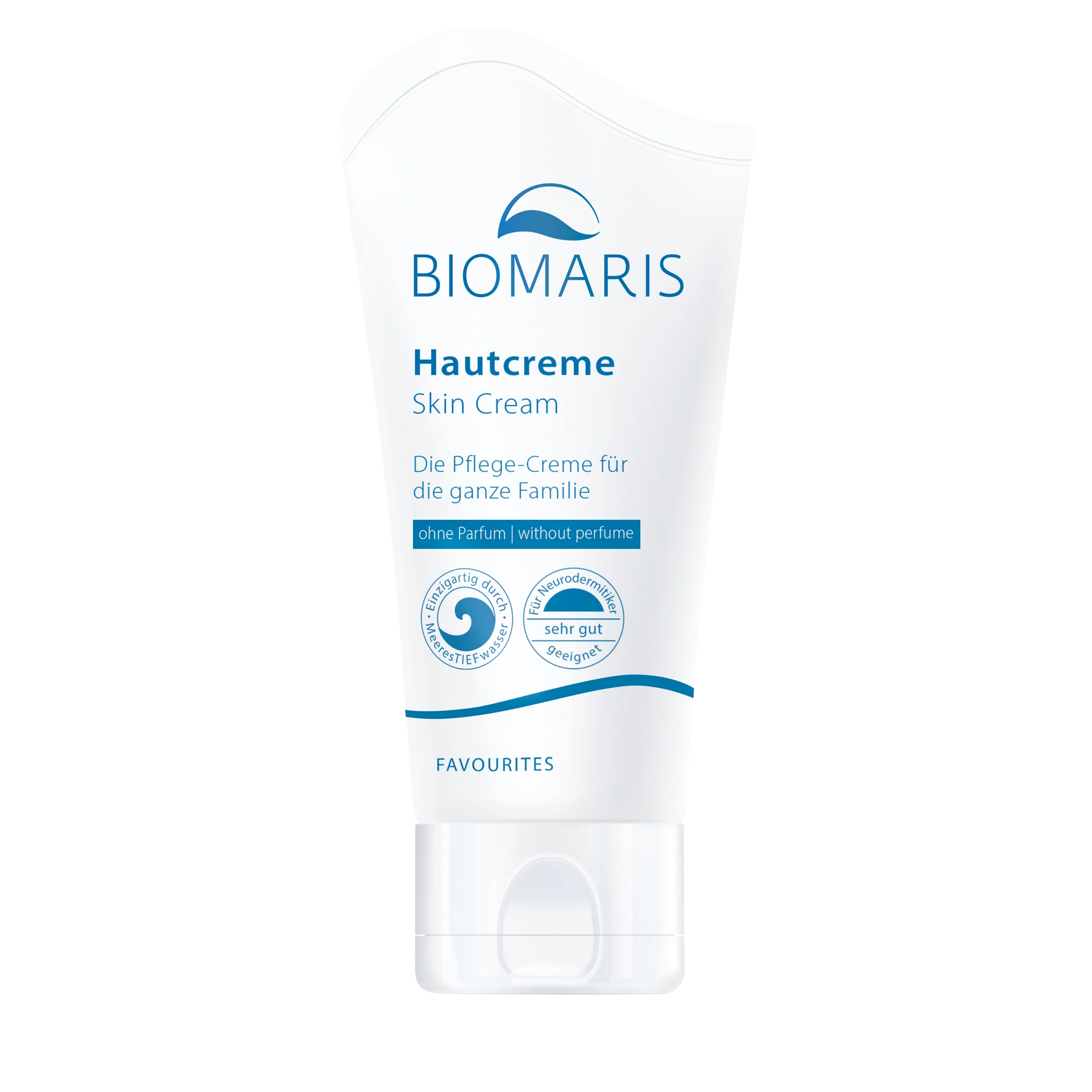 Hautcreme pocket ohne Parfum Hautcreme pocket ohne Parfum in Tube mit Klappdeckel, Hautcreme, Skin Cream, Weiße Tube, Blaue Schrift, Favourites